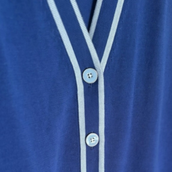 NEW Talbots Royal Blue Cardigan Sweater Size Medium V Neck Button Front - Picture 5 of 10